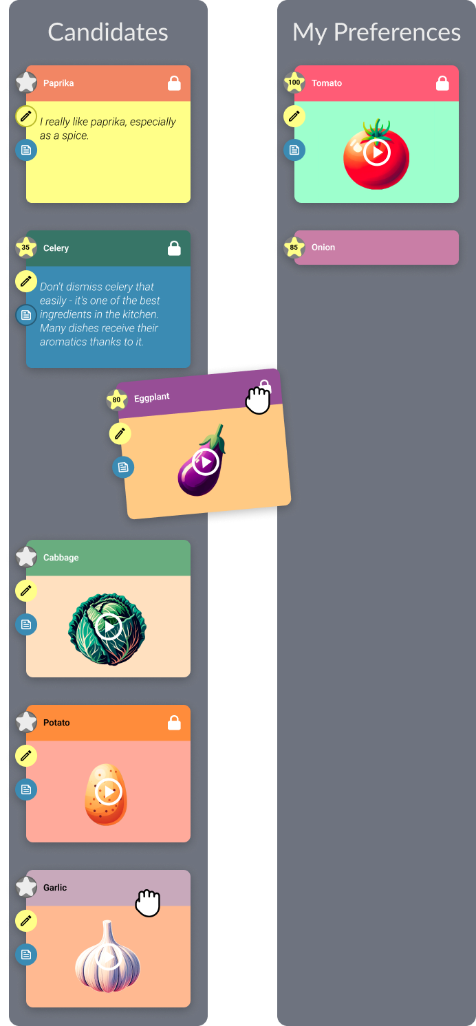 Interactive interface of Rezon ranked-choice voting software