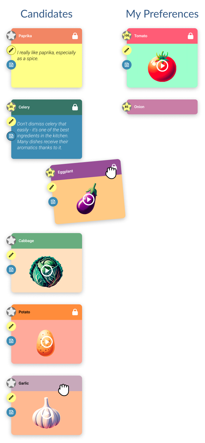 Interactive interface of Rezon ranked-choice voting software